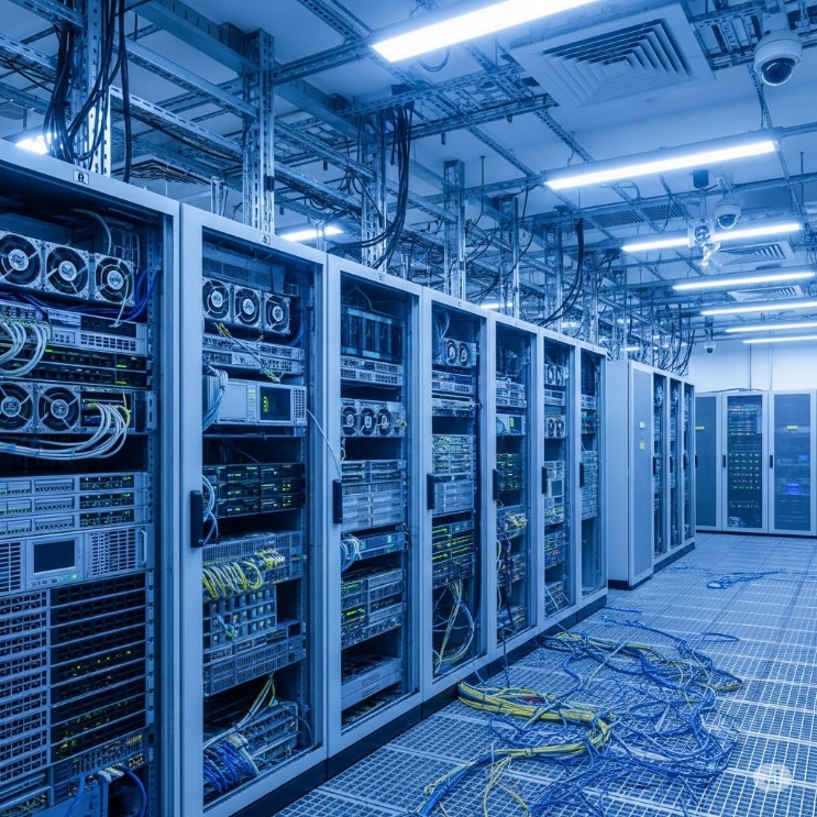 A room with many computer servers
AI-generated content may be incorrect.